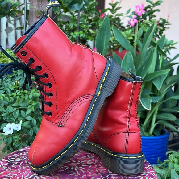 🏴󠁧󠁢󠁥󠁮󠁧󠁿 Dr. Martens MIE Vintage Smooth Red Leather 90’s Y2K Boots - Picture 16 of 17